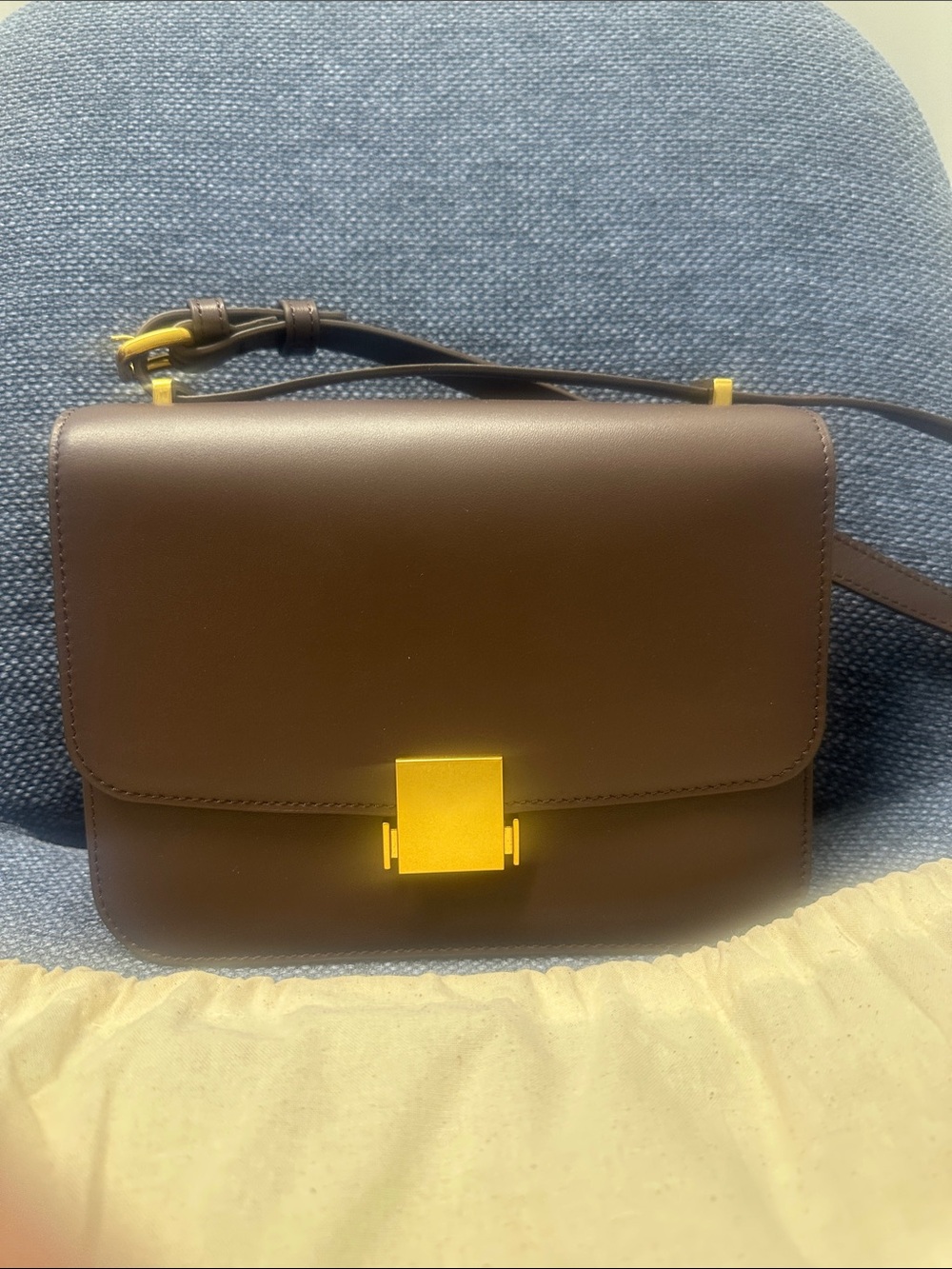 Quince Dark Brown Leather Crossbody with Gold Hardware - Picture 2 of 4